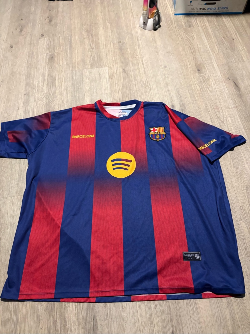 FC Barcelona Blue and Red Soccer Jersey with Yellow Logo